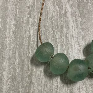 Long Aqua Glass Beads Necklace by Akola
